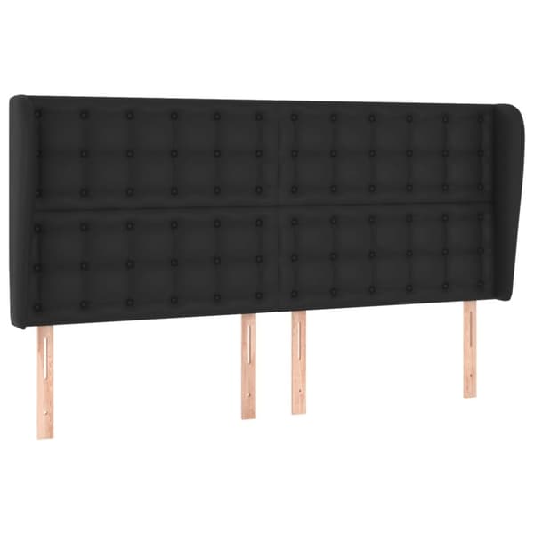 Sänggavel med kanter svart 163x23x118/128 cm konstläder