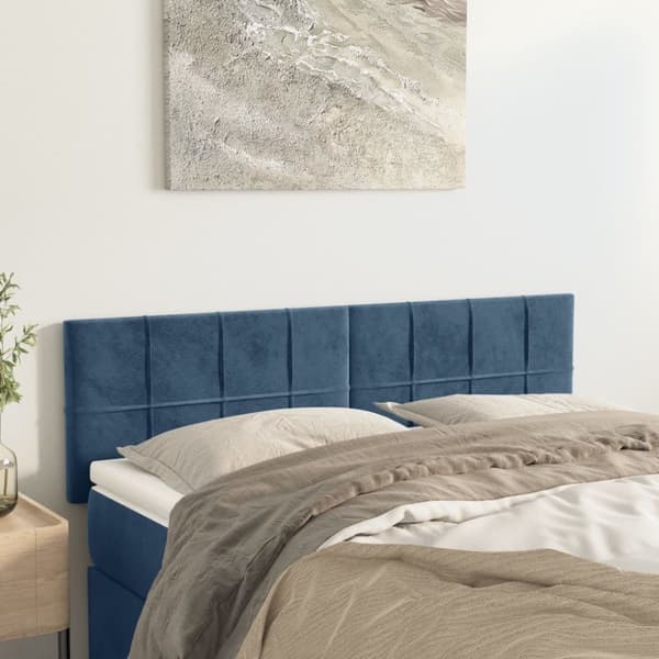 Huvudgavlar 2 st mörkblå 72x5x78/88 cm sammet
