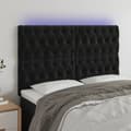 Miniatyrbild 1 av 2: Sänggavel LED svart 144x7x118/128 cm sammet