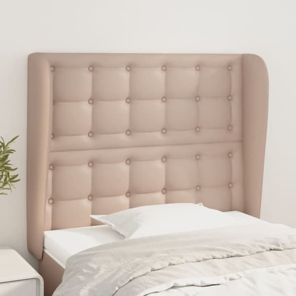 Sänggavel med kanter cappuccino 93x23x118/128 cm konstläder