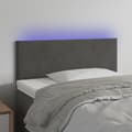 Miniatyrbild 1 av 2: Sänggavel LED mörkgrå 100x5x78/88 cm sammet