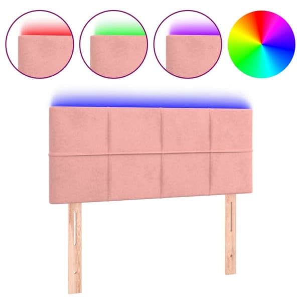Sänggavel LED rosa 80x5x78/88 cm sammet