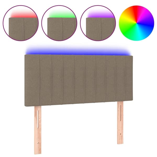 Sänggavel LED taupe 100 x 5 x 78/88 cm tyg