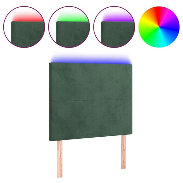 Sänggavel LED mörkgrön 80x5x118/128 cm sammet