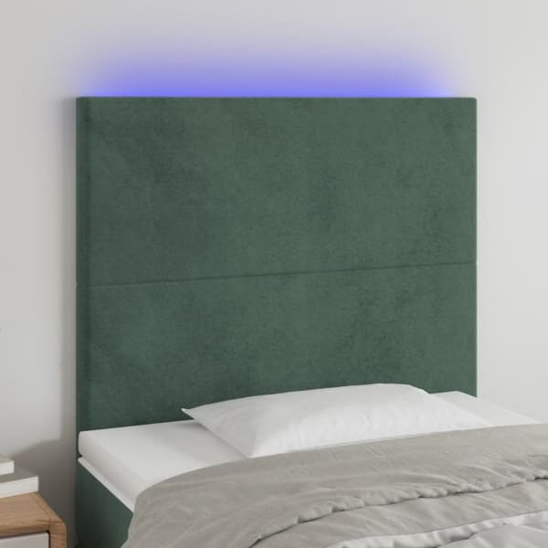 Sänggavel LED mörkgrön 80x5x118/128 cm sammet