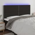 Miniatyrbild 1 av 2: Sänggavel LED svart 160x5x118/128 cm tyg
