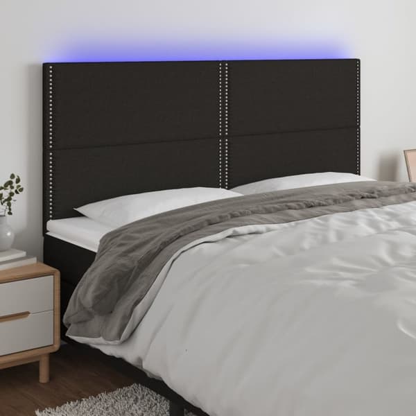 Sänggavel LED svart 160x5x118/128 cm tyg