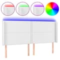 Miniatyrbild 2 av 2: Sänggavel LED vit 183x16x118/128 cm konstläder