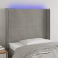 Miniatyrbild 1 av 2: Sänggavel LED ljusgrå 83x16x118/128 cm sammet
