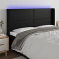 Miniatyrbild 1 av 2: Sänggavel LED svart 203x16x118/128 cm konstläder
