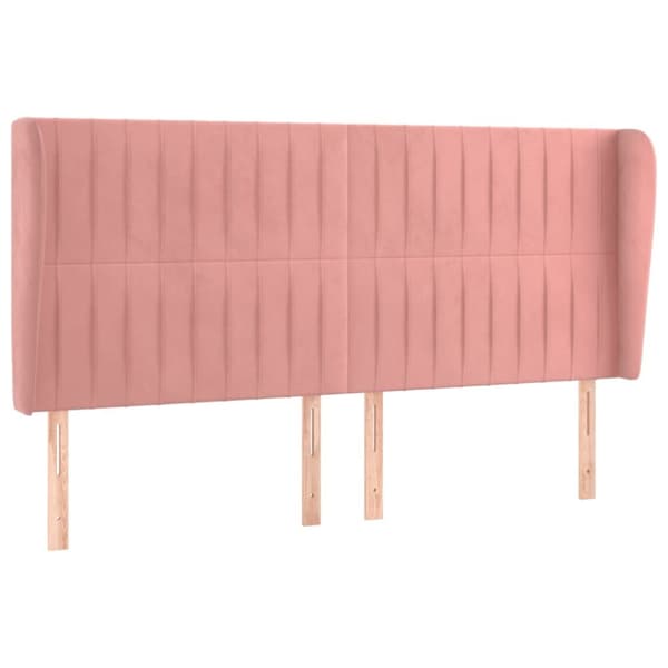 Sänggavel med kanter rosa 203x23x118/128 cm sammet