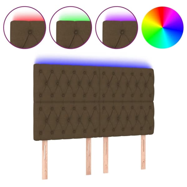 Sänggavel LED mörkbrun 160x7x118/128 cm tyg