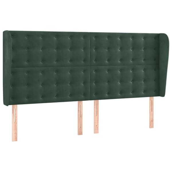 Sänggavel med kanter mörkgrön 183x23x118/128 cm sammet