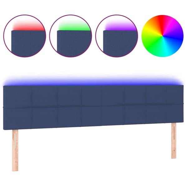 Sänggavel LED blå 160x5x78/88 cm tyg