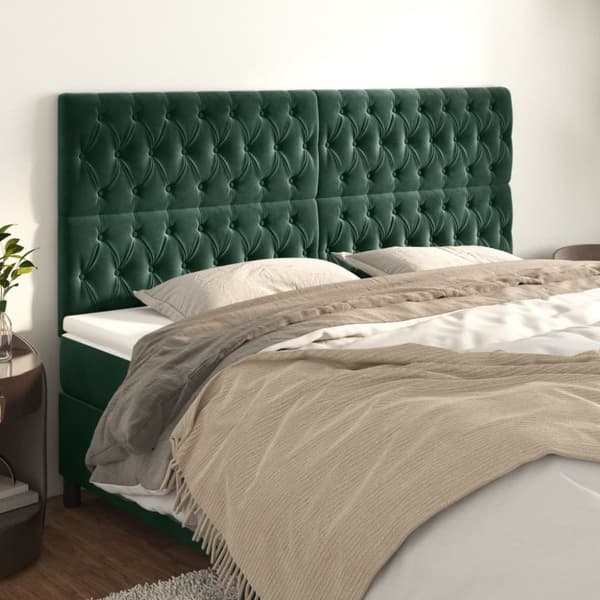 Huvudgavlar 4 st mörkgrön 90x7x78/88 cm sammet