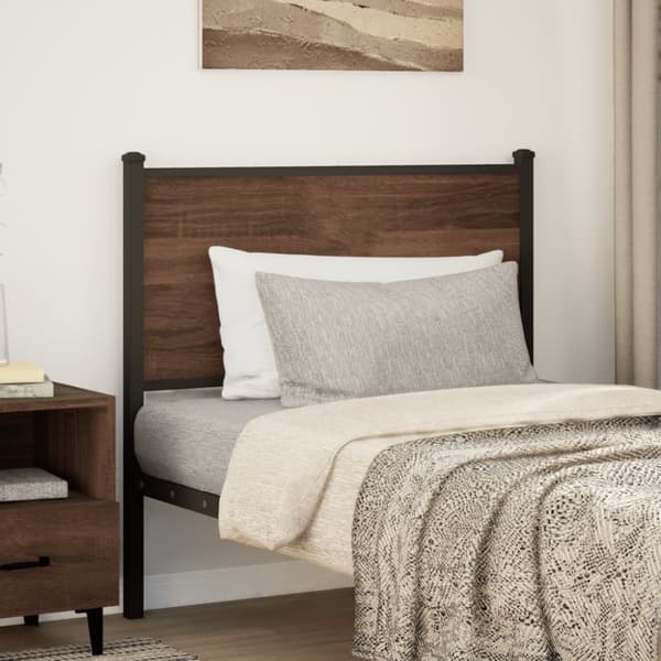 Sänggavel brun ek 90 cm konstruerat trä och stål