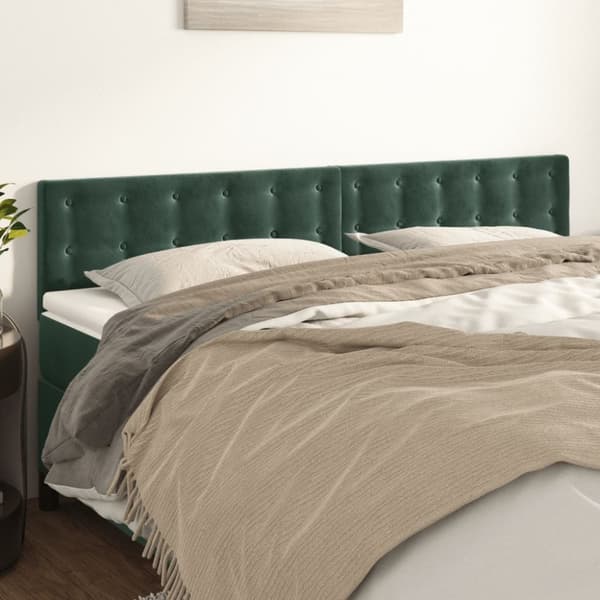 Huvudgavlar 2 st mörkgrön 100x5x78/88 cm sammet