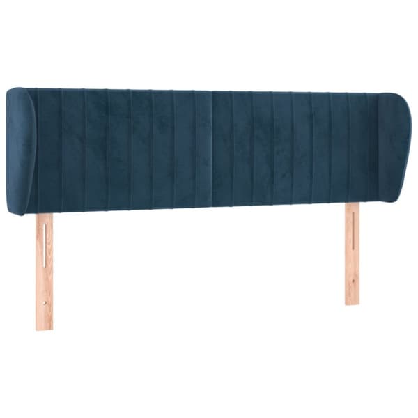 Sänggavel med kanter blå 147x23x78/88 cm sammet