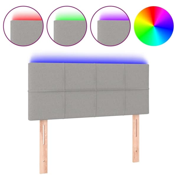 Sänggavel LED ljusgrå 80x5x78/88 cm tyg
