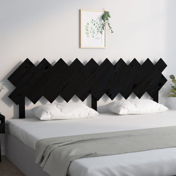 Sänggavel svart 196x3x80,5 cm massiv furu