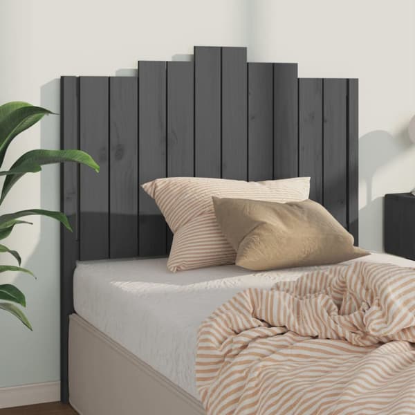 Sänggavel grå 106x4x110 cm massiv furu
