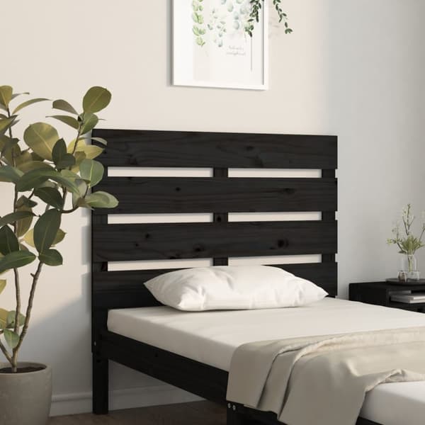Sänggavel svart 75x3x80 cm massiv furu