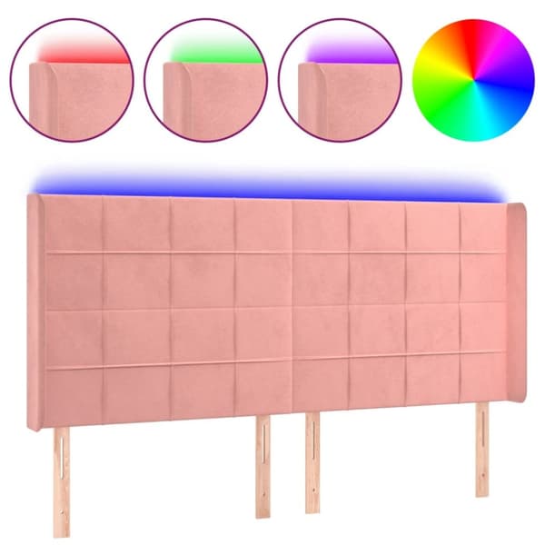 Sänggavel LED grön 183x16x118/128 cm sammet