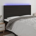 Miniatyrbild 1 av 2: Sänggavel LED svart 160x5x118/128 cm tyg