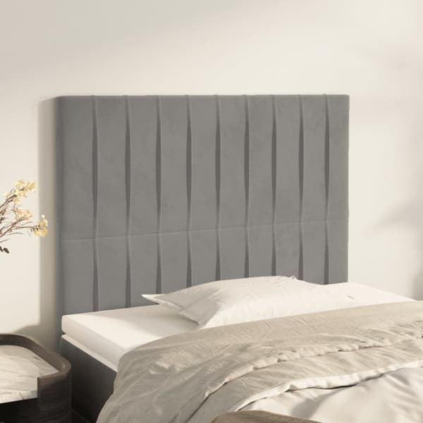 Huvudgavlar 2 st ljusgrå 100x5x78/88 cm sammet