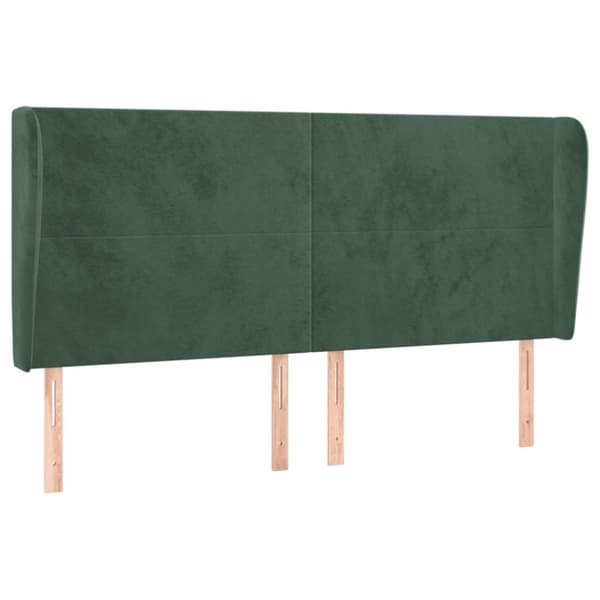 Sänggavel med kanter mörkgrön 203x23x118/128 cm sammet