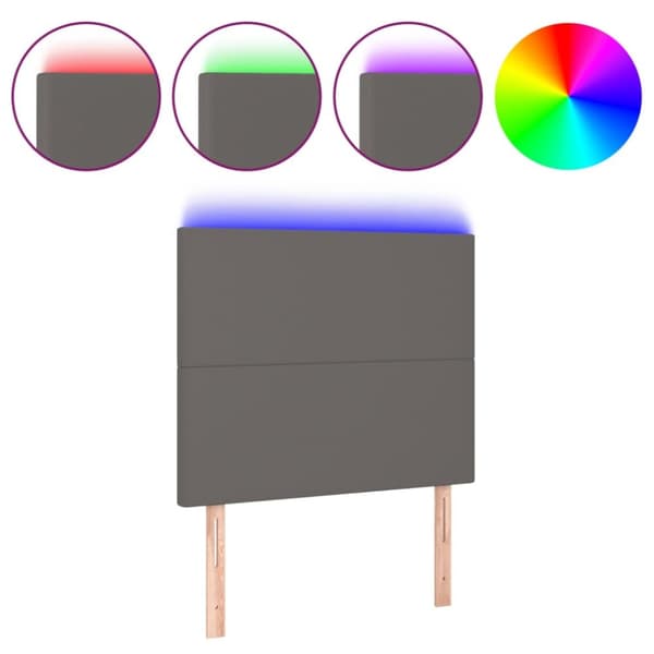 Sänggavel LED grå 80x5x118/128 cm konstläder