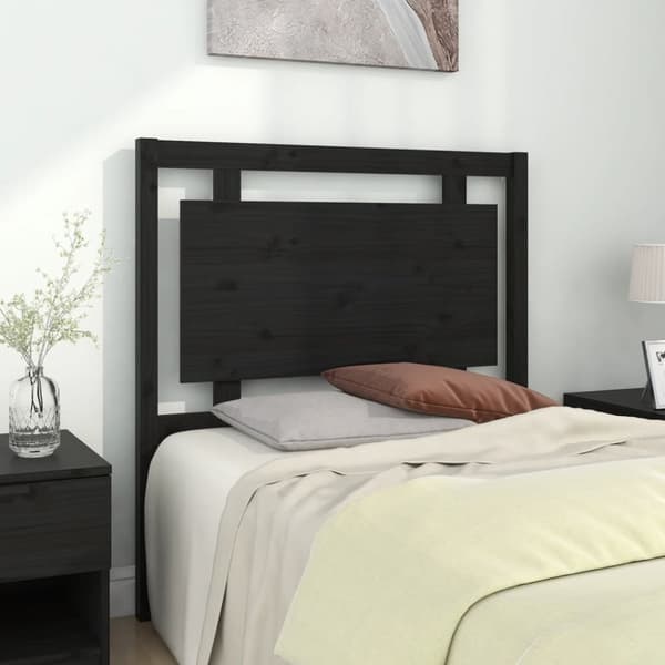 Sänggavel svart 95,5x4x100 cm massiv furu