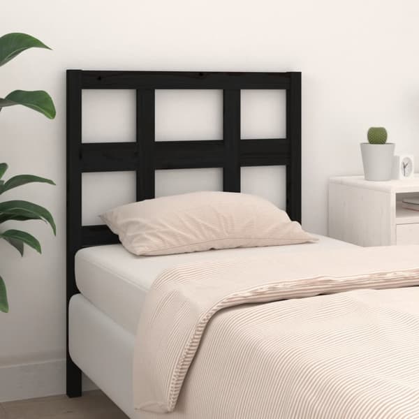 Sänggavel svart 95,5x4x100 cm massiv furu
