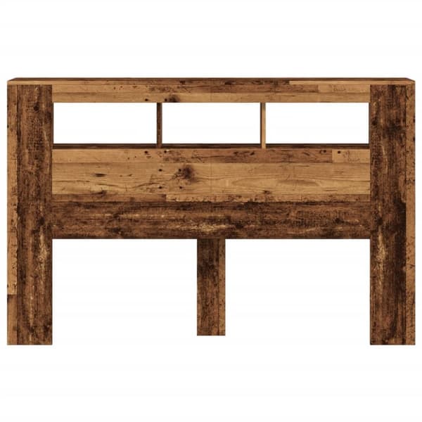 sengegavl med LED 160x18,5x103,5 cm konstrueret træ antikt træ