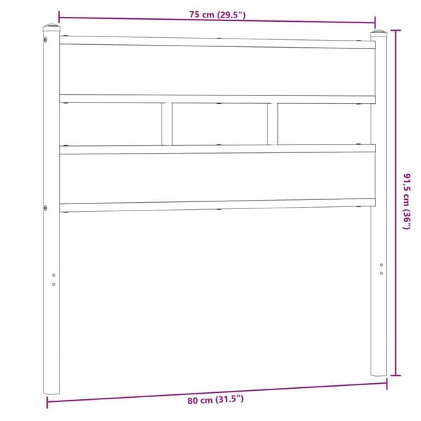 sengegavl 75 cm jern og konstrueret træ sonoma-eg