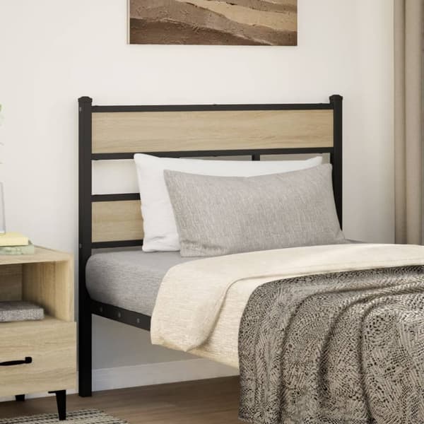 sengegavl 75 cm jern og konstrueret træ sonoma-eg