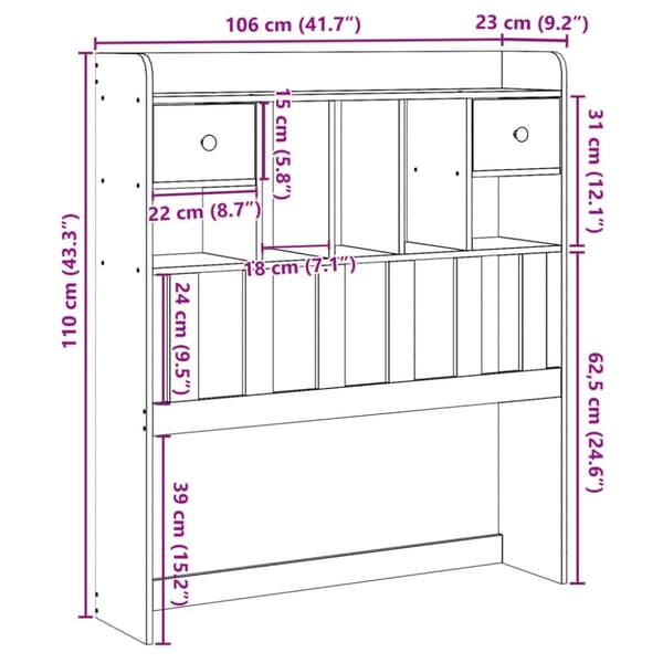 Sängynpääty säilytystilalla 100 cm täysi mänty