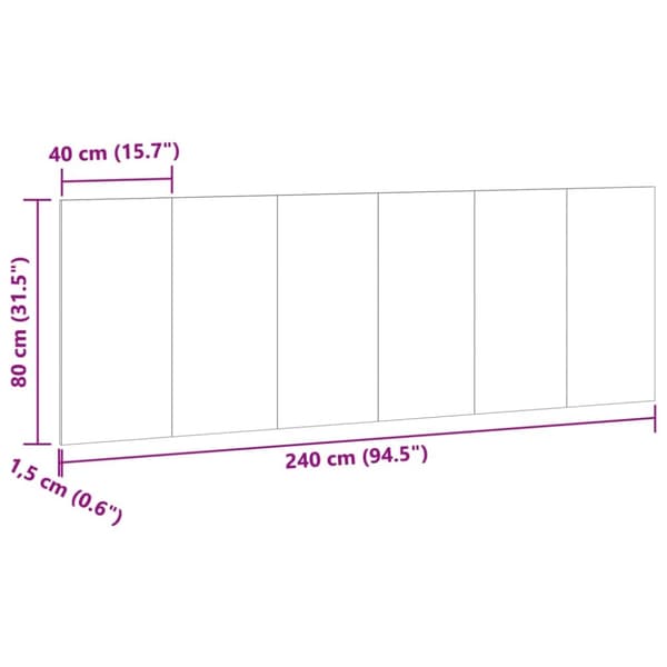 sengegærde 240x1,5x80 cm konstrueret træ gammelt træ-look