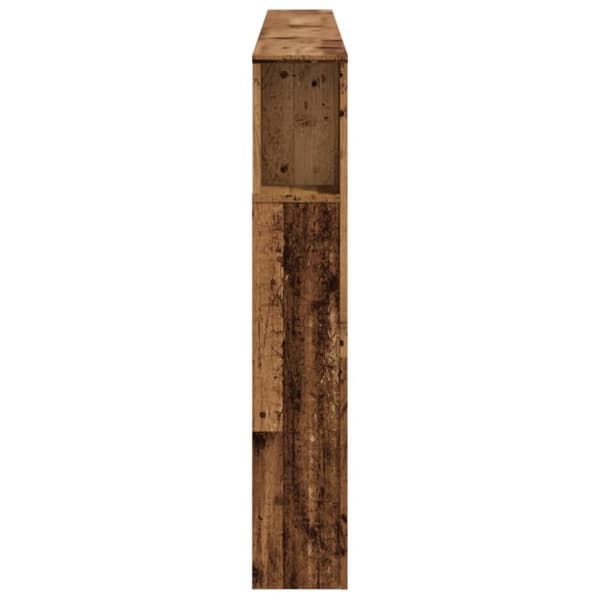 sengegavl med LED 200x18,5x103,5 cm konstrueret træ antikt træ