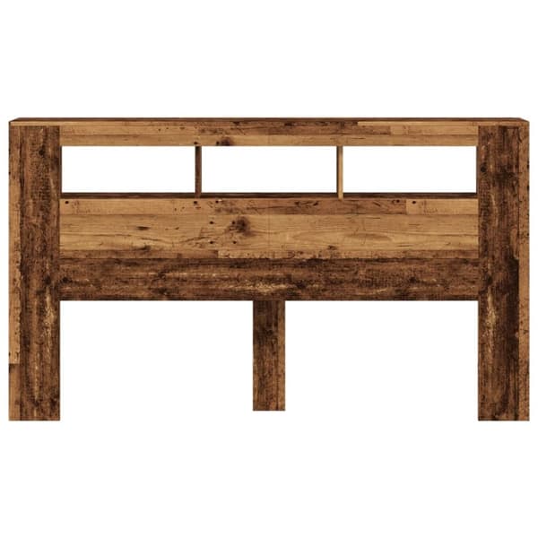 sengegavl med LED 180x18,5x103,5 cm konstrueret træ antikt træ