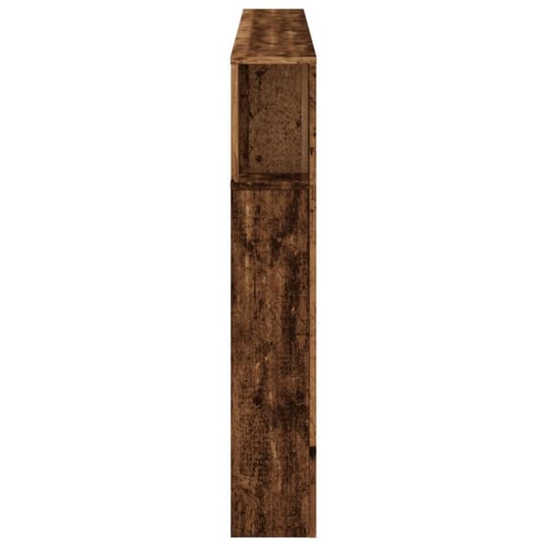 sengegavl med LED 180x18,5x103,5 cm konstrueret træ antikt træ