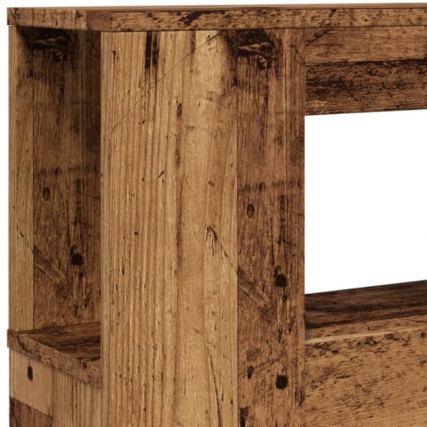 sengegavl med LED 180x18,5x103,5 cm konstrueret træ antikt træ