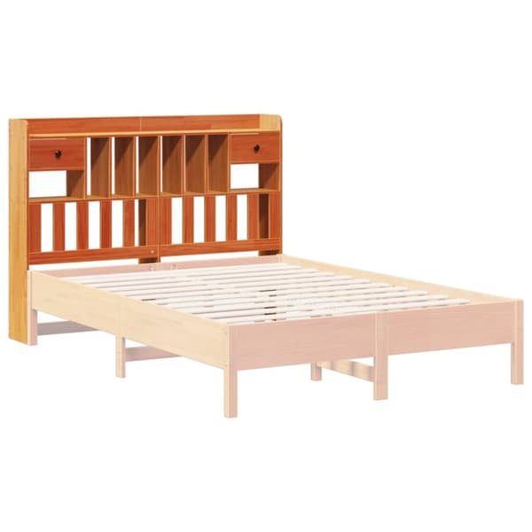 Huvudgavel med förvaring vaxbrun 150 cm massiv furu