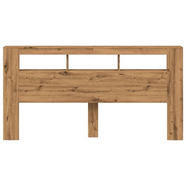 Sängynpääty LED-valoilla artesaani tammi 200x18,5x103,5 cm puu