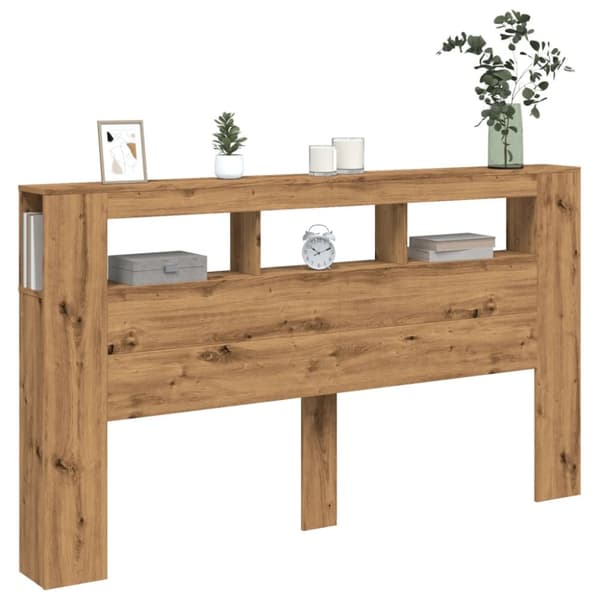 sengegavl m. LED-lys 180x18,5x103,5 cm konstrueret træ kunsteg