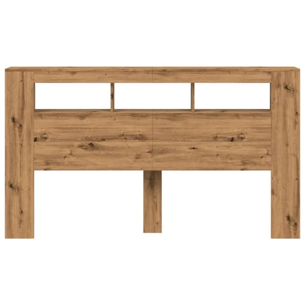 sengegavl m. LED-lys 180x18,5x103,5 cm konstrueret træ kunsteg