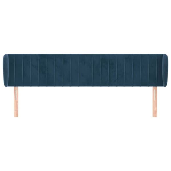 sengegavl med kanter 183x23x78/88 cm fløjl mørkeblå