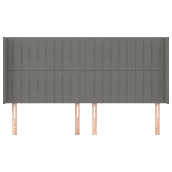 Sänggavel med kanter mörkgrå 183x16x118/128 cm tyg