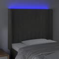 Miniatyrbild 4 av 7: Sänggavel LED mörkgrå 93x16x118/128 cm sammet