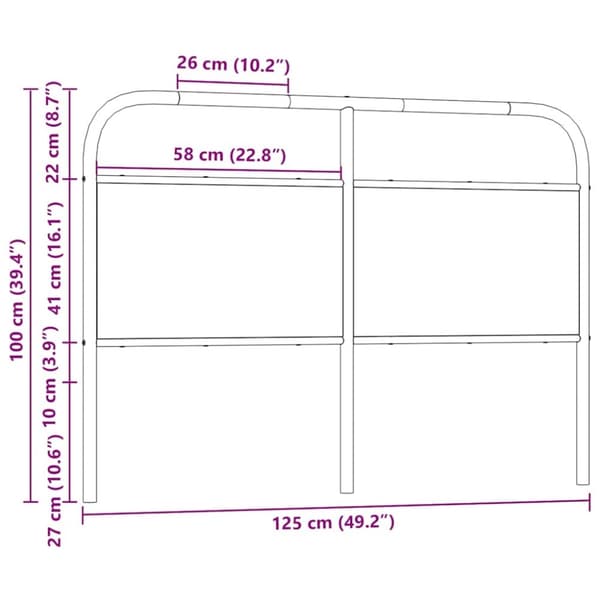 vidaXL Hodegavl brun eik 120 cm stål og konstruert tre